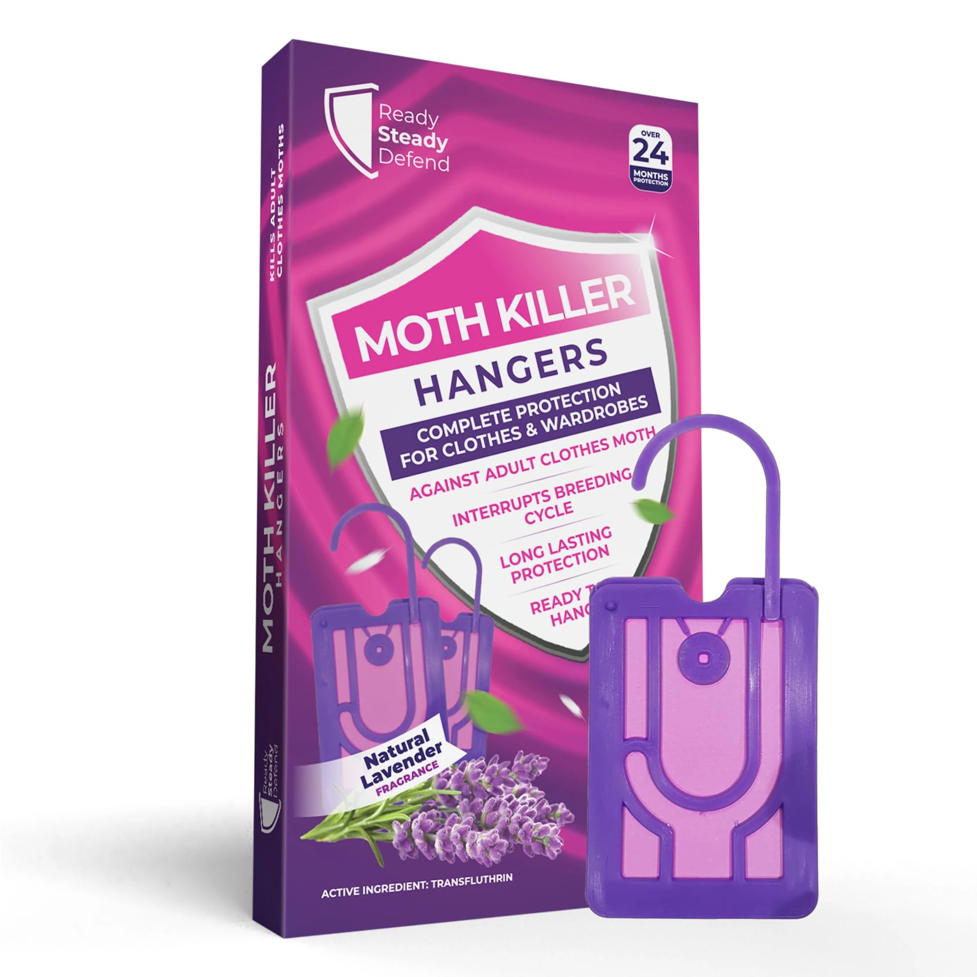 9-Pack Moth Repellent Hangers for Wardrobes: Clothes Moth Killer | Anti-Moth Protection for Wardrobes and Drawers | Up to 3 Months Protection per Hanger | Lavender-Scented Eco-Friendly Moth Deterrent