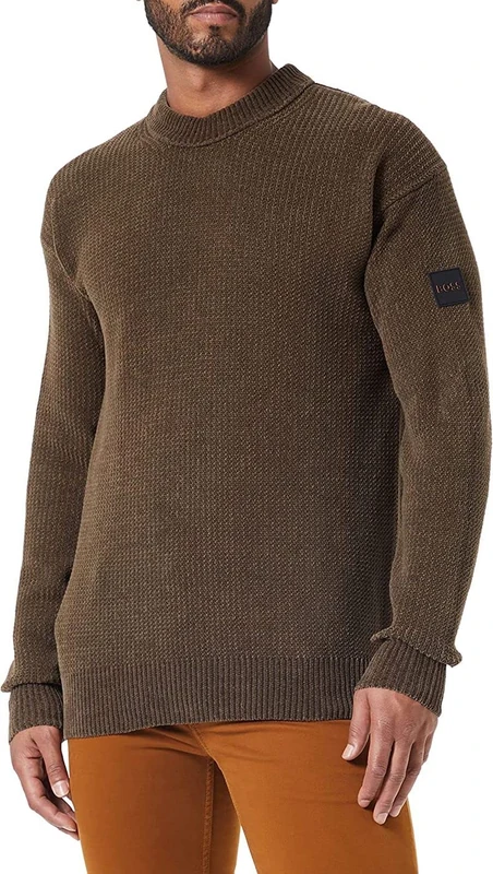 BOSS Men's Komentino Knitted Sweater, dunkelgr&uumln, S