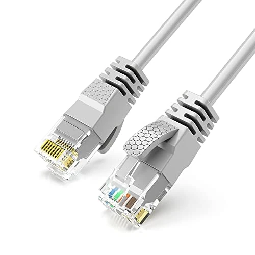 Reulin Ultra-Thin Ethernet Cable 6M Long, High Speed Internet Lan Wire Cat6 6 M, Gigabit RJ45 Network Lead Patch Cord (6 Metres Grey)