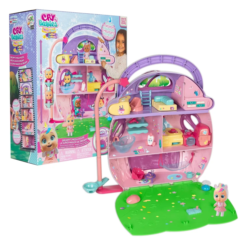 CRY BABIES MAGIC TEARS Dreamy's Mega House, Dreamy character Dolls House with +25 Accessories - Playset toy for Boys and Girls +3 Years
