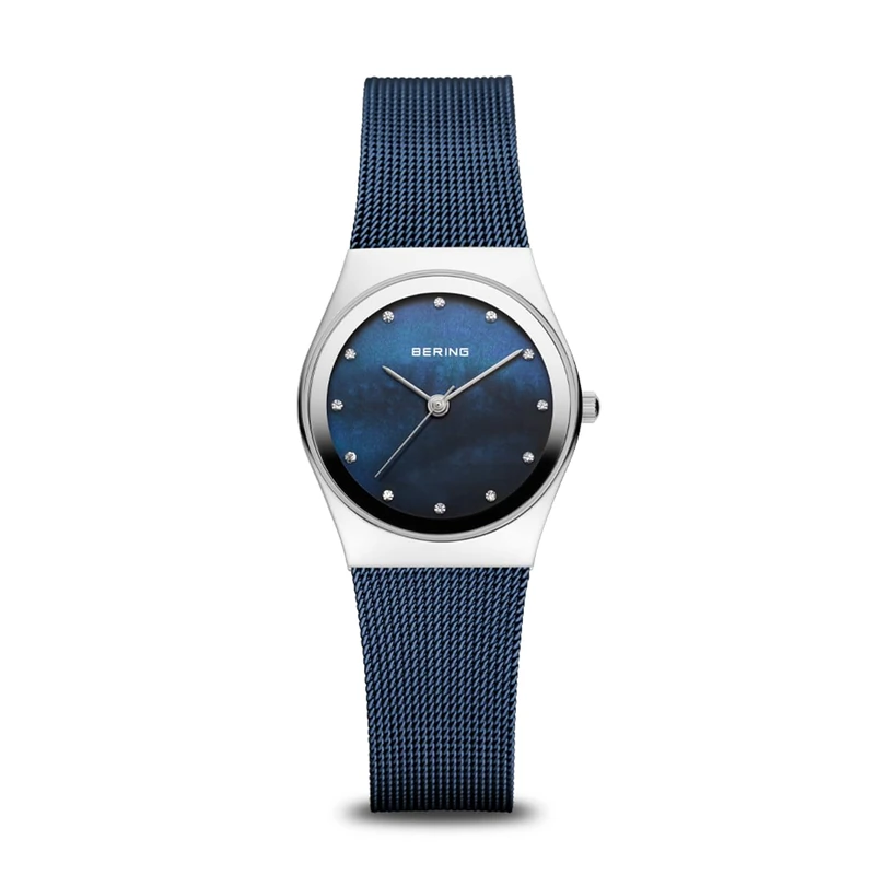 BERING Women's Quartz Watch, 27 mm Silver Stainless-Steel Case and Blue Dial, Milanese Strap, Sapphire Crystal, 3 ATM, 12927-307 - Image 1