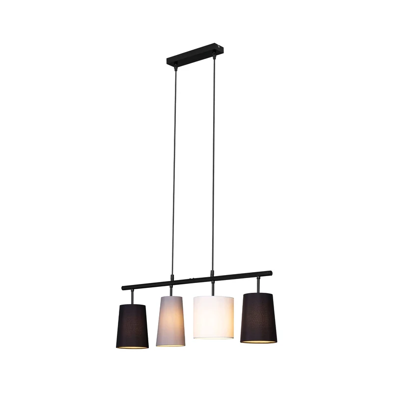 BRILONER - Pendant Light with Fabric Lampshade, E27 Socket, Max. 40 Watt, Hanging Lamp, Dining Room Lamp, Living Room Lamp, Kitchen Lamp, 74 x 120 cm, Grey, White, Black