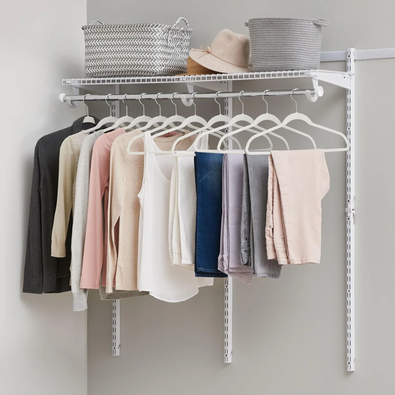 Rubbermaid Configurations Custom Closet Kit 2-4 Ft. Adjustable Metal Wire Shelving White Finish Expandable Organization System Hardware Included for Home Closet/Pantry/Laundry/Mudroom - Image 1