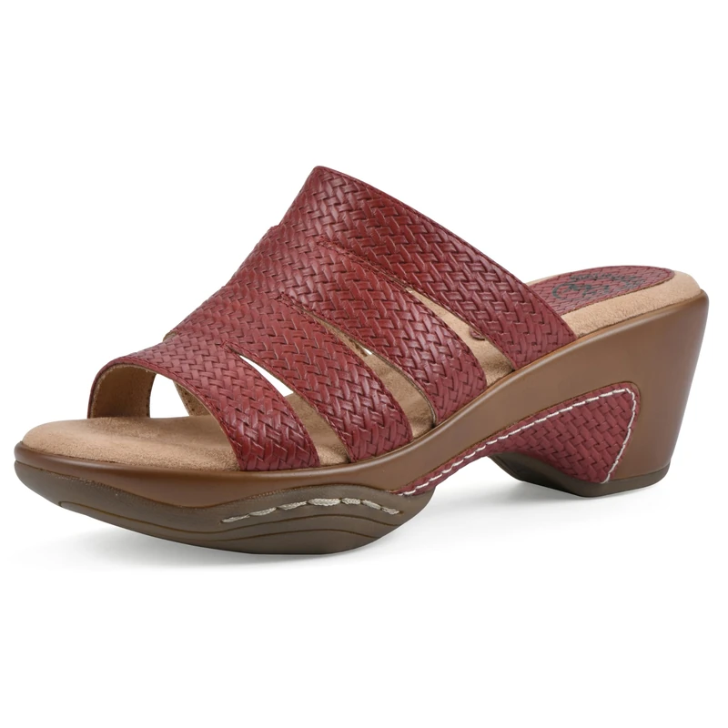 WHITE MOUNTAIN Women's Valora Wedge Sandal, Red/Woven, 6 UK