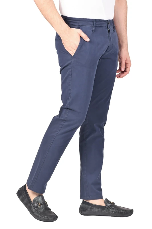 Soroor Slim Fit Chinos Trousers Men - Stylish Mens Chinos for Work, Casual Trousers for Men UK, Comfortable Everyday Mens Trouser | Navy - 30L 34W | Stretch Premium Twill Cotton Men's Chino