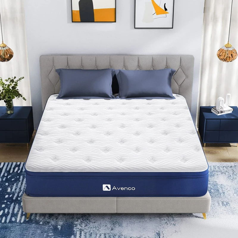 Avenco Super King Mattress, 7 Inch Bamboo Fibers Foam Spring Hybrid Mattress, Medium Firm, Breathable, CertiPUR-US Certified, 180x200x18cm