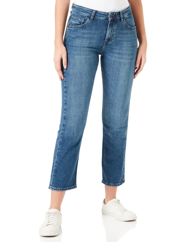 camel active Women's Straight Fit Jeans, Blue, 29W x 30L