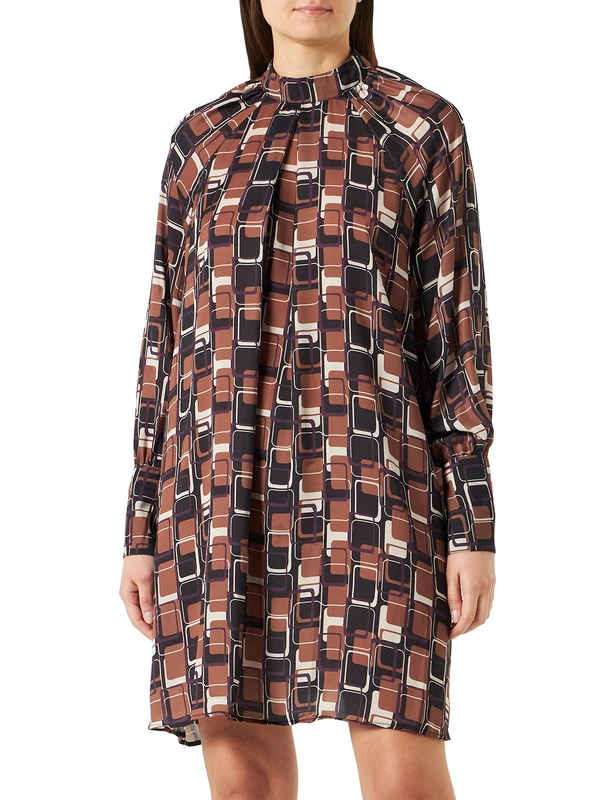 LTB Jeans Women's Nifodo Elegantes Kleid, Dark Navy Brown Sugar Print 13200, M
