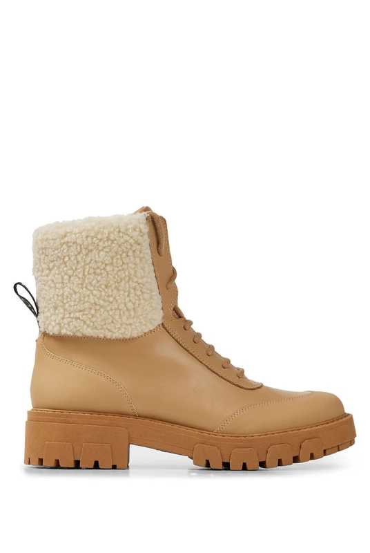 HUGO Women's Axel Lacefur B-n Ankle Boots, Light Pastel Brown237, 4 UK