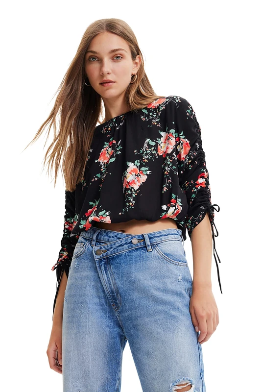 Desigual Women's Long-Sleeved T-Shirt, Black, S