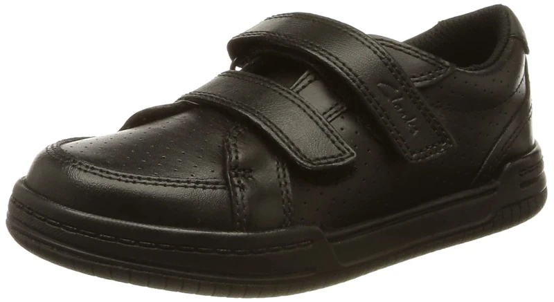 Clarks Boy's Fawn Strap Sneaker, Black Black Leather, 12.5 UK Child