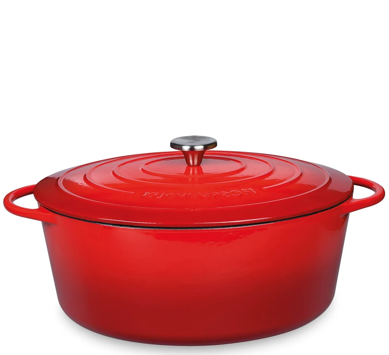 Küchenprofi Provence 04 0200 04 31 Oval Stewing Pot with Cast Iron Lid Capacity 6 Litres 31 cm x 12 cm Red