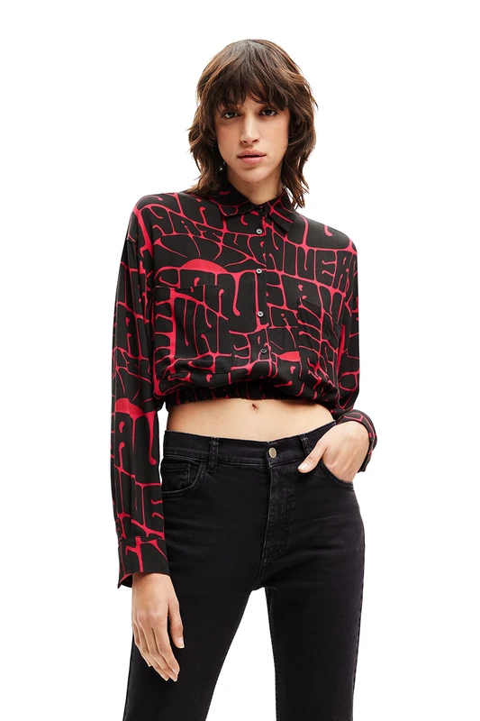Desigual Women's Long-Sleeved T-Shirt, red, L