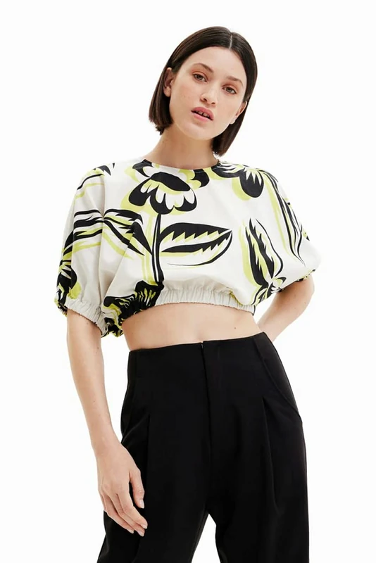 Desigual Women's Blouse Short Sleeve T-Shirt, White, S