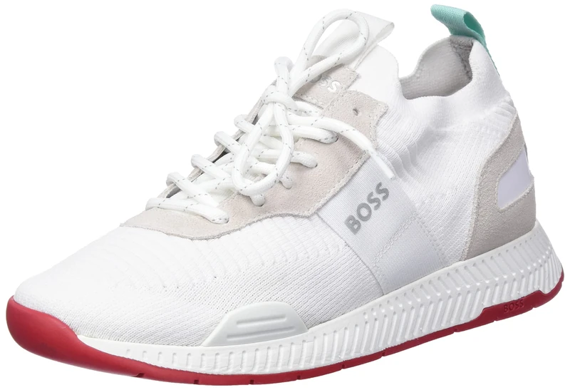 BOSS Mens Titanium Runn Sock Trainers with Repreve Uppers Size, White, White, 7 UK - Image 1