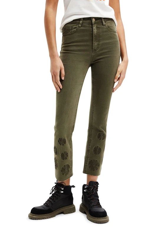 Desigual Women's Denim_Unicorn, 4086 Dark Khaki Jeans, Green, 10