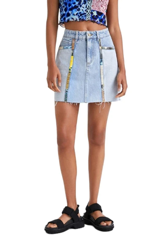 Desigual Women's FAL_Tamara, 5160 Denim Medium Skirt, Blue, X-Small