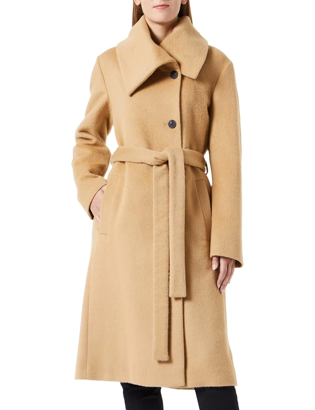 HUGO Women's Mabilla Coat - Light Brown Alpaca Wool Blend - Image 1
