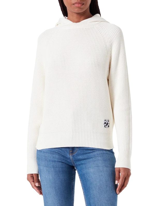 HUGO Women's Santaria Sweater, Open White110, XXL