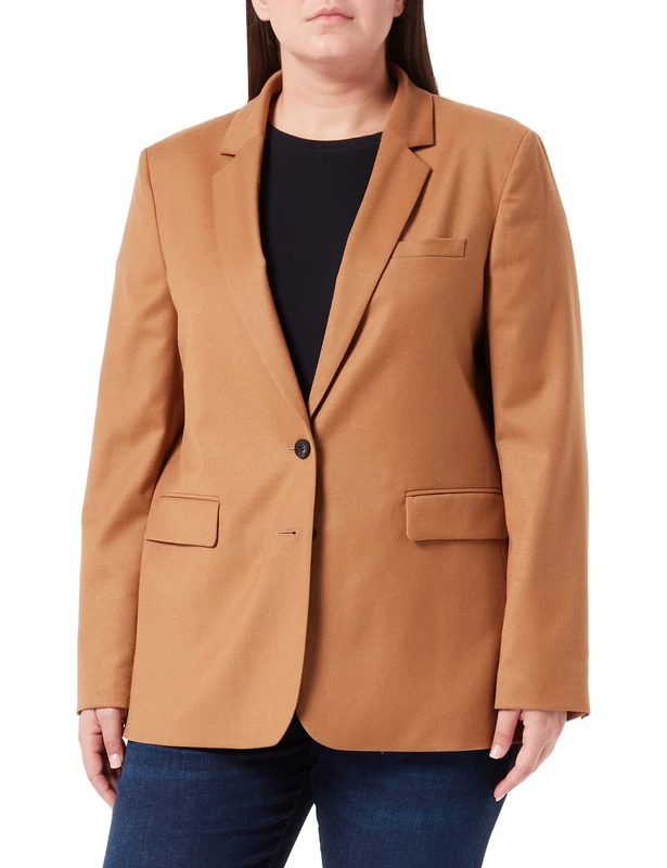 HUGO Womens Akrida Regular-fit Jacket in Virgin-Wool Flannel with Stretch Brown