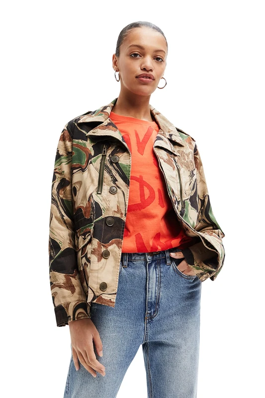 Desigual Women's CHAQ_HOLLY, 6004 ARENA, Coat, Brown, L