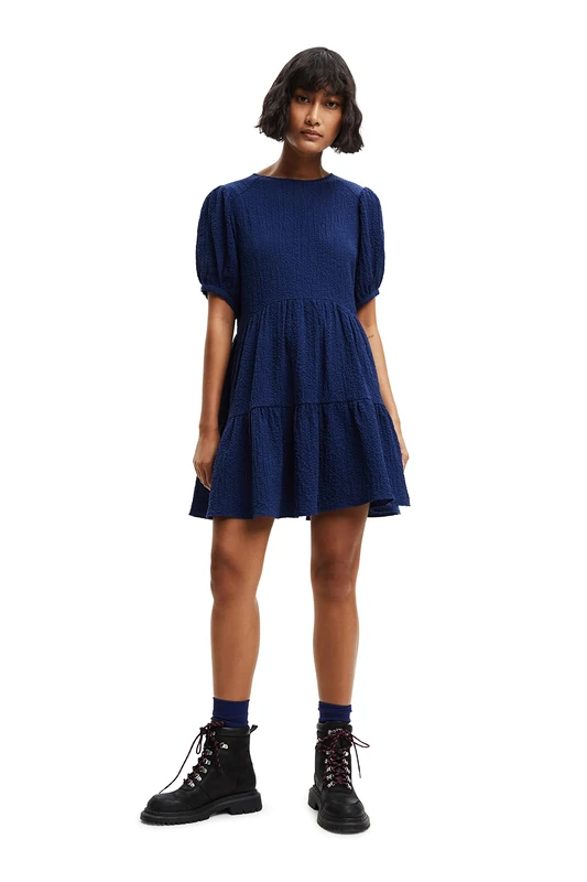 Desigual Luna Textured Casual Smock Dress 22WWVW73 New Season Blue - Image 1
