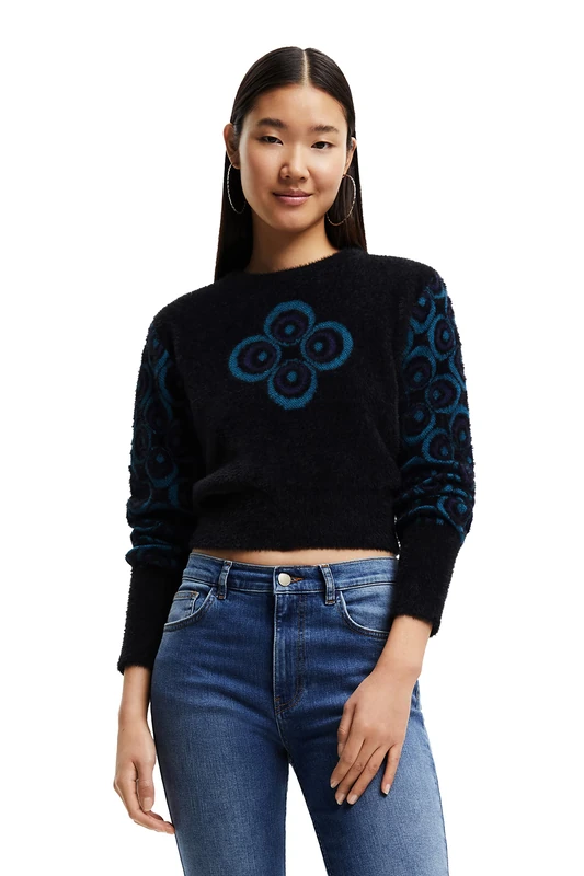 Desigual Women's Black JERS_Rita 2000 Jumper Sweater, X-Small
