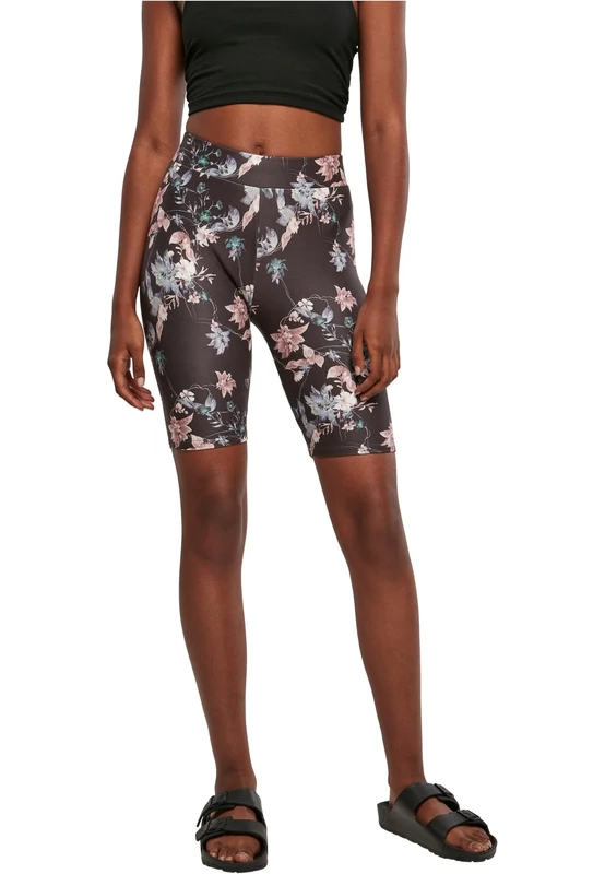 Urban Classics Women's Ladies Soft AOP Cycle Shorts Yoga Shorts, blacksoftflower, M