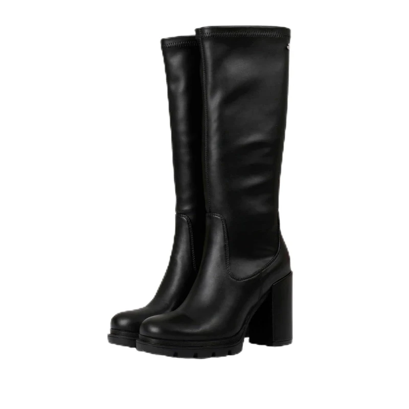 GIOSEPPO Weidingen Women's Black Round Toe High Heel Track Platform Boot, Black/White, 5 UK