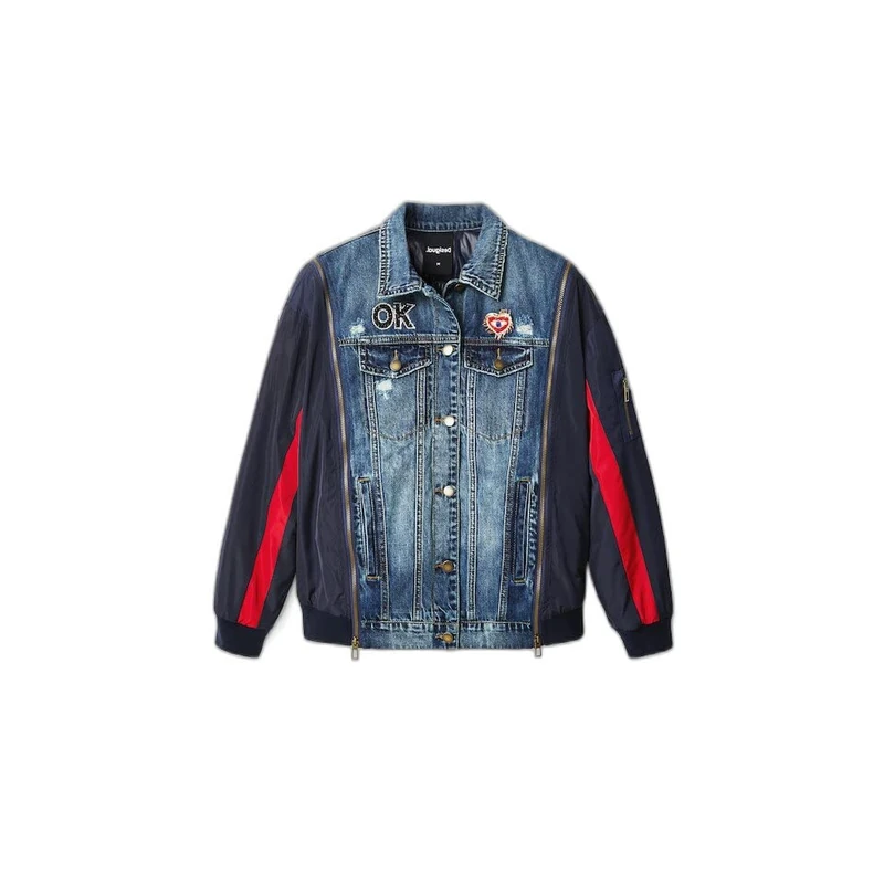 Desigual Women's CHAQ_BOSTON, 5161 DENIM MEDIUM Jacket, Blue, L