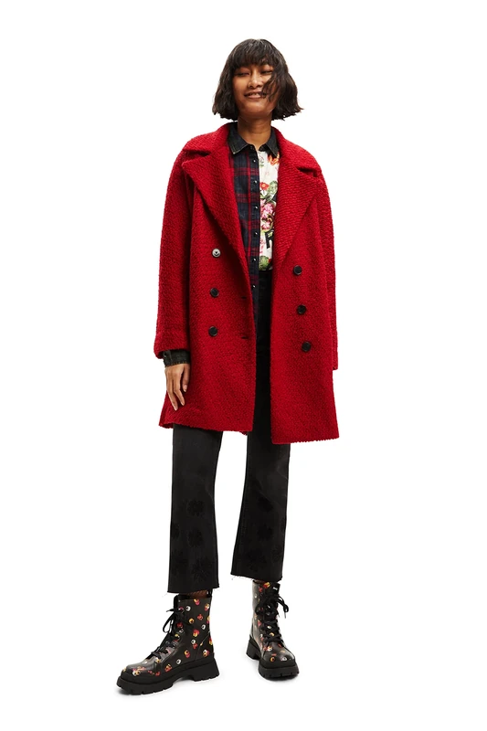 Desigual Women's Chaq_London, 3007 Burgundy Overcoat, red, XX-Large