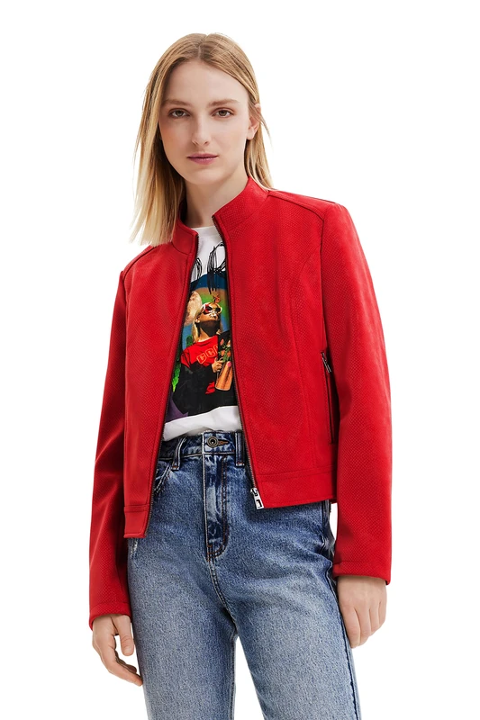 Desigual Las Vegas Suede Effect Jacket 22WWE62G AW22 New Season Red - Image 1