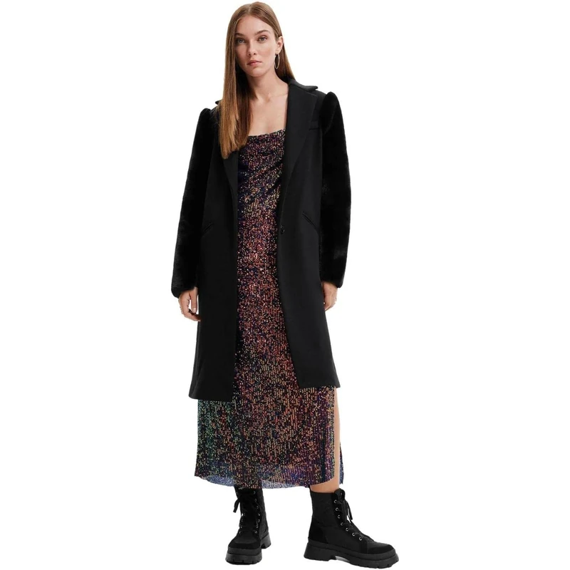 Desigual Women's Abrig_maravillas, 2000 Black Overcoat, S