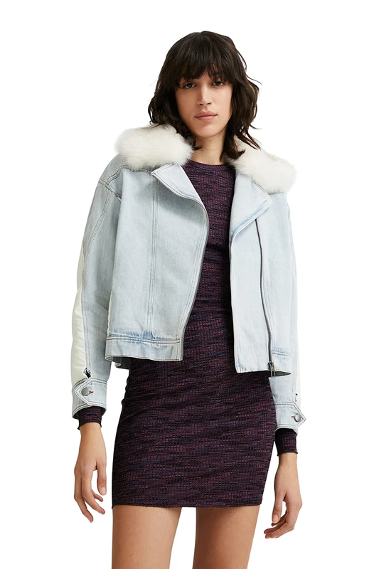 Desigual Women's CHAQ_Houston, 5007 Denim Light Jacket, Blue, XXL