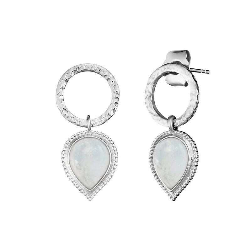 Angel Whisperer Moonstone Stud Earrings | 925 Sterling Silver • Classic & Elegant • Ø 10.7mm