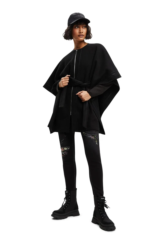 Desigual Women's Poncho_Aladin Milan, 2046, Black, One Size