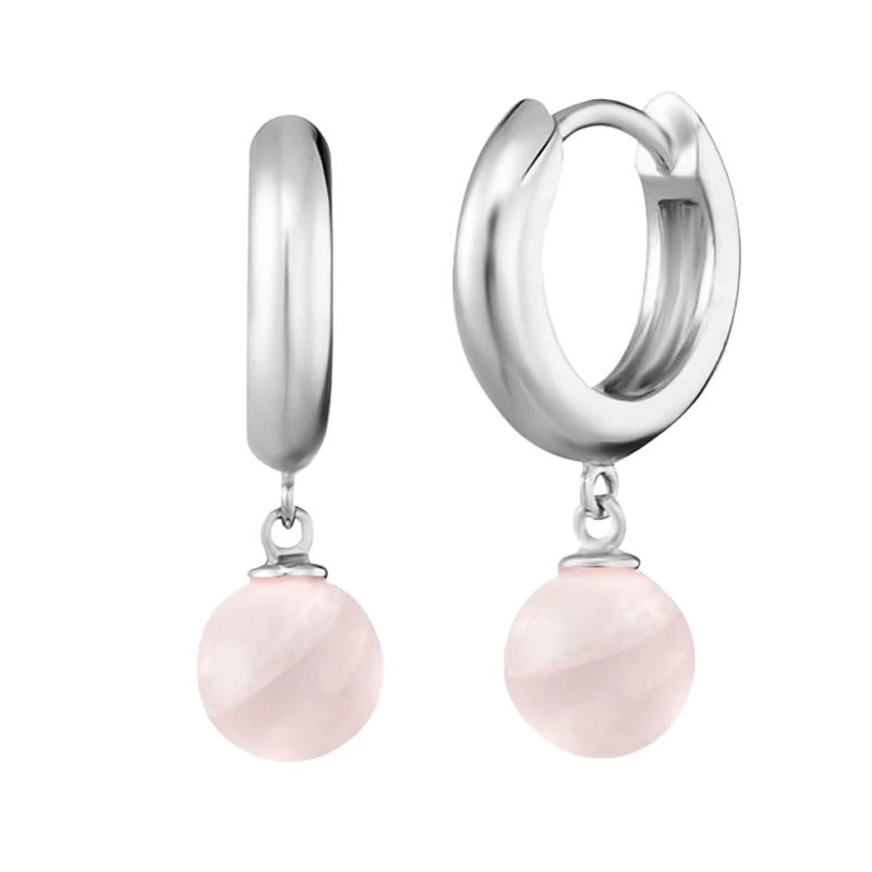 Engelsrufer Women's Creole Earrings Made of Sterling Silver with Power Stone, Clasp/Clip Closure, Nickel-Free, Suitable for Allergy Sufferers, one size, Sterling Silver, Quartz - Image 1