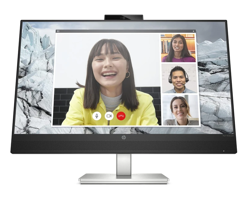 HP M27 Webcam Monitor, IPS, Full HD (1080p), 27 Inch, 75hz, 5ms response time, AMD Freesync, Built in 5mp Webcam, Built in Speakers, Anti Glare, Silver