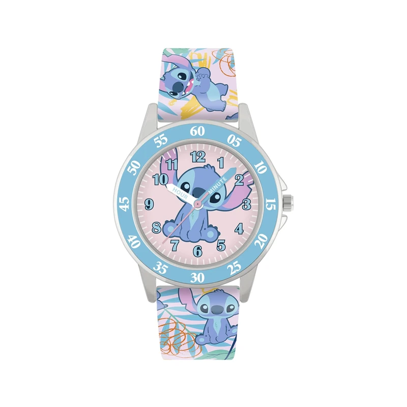 Disney Lilo and Stitch Blue Printed Time Teacher Strap Watch LAS9011