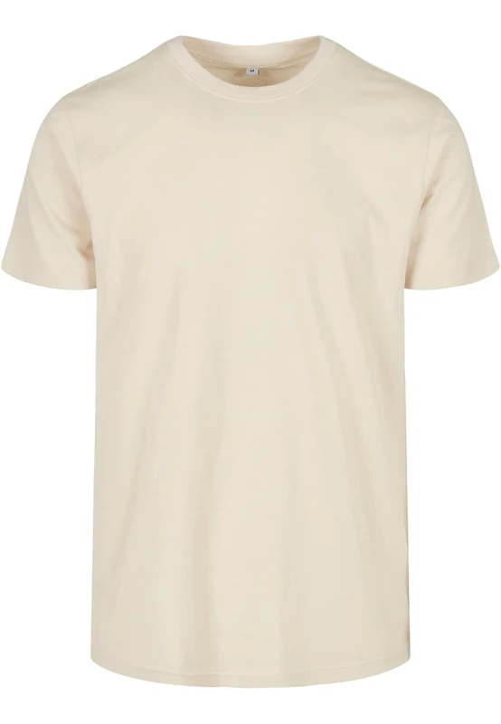 Build Your Brand Men's Basic Round Neck T-Shirt T-Shirt, Sand, S