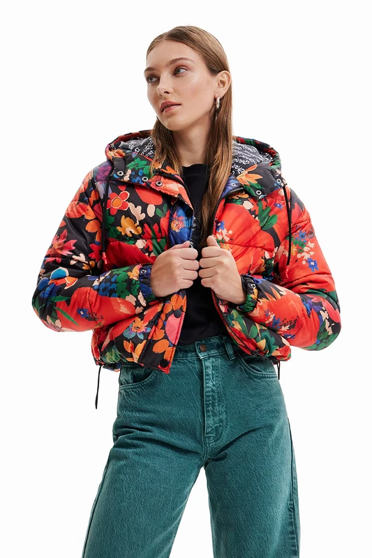 Desigual Women's Padded_Stavanger, 9019 Tutti Fruti Short Overcoat, Material finishes, X-Small - Image 1