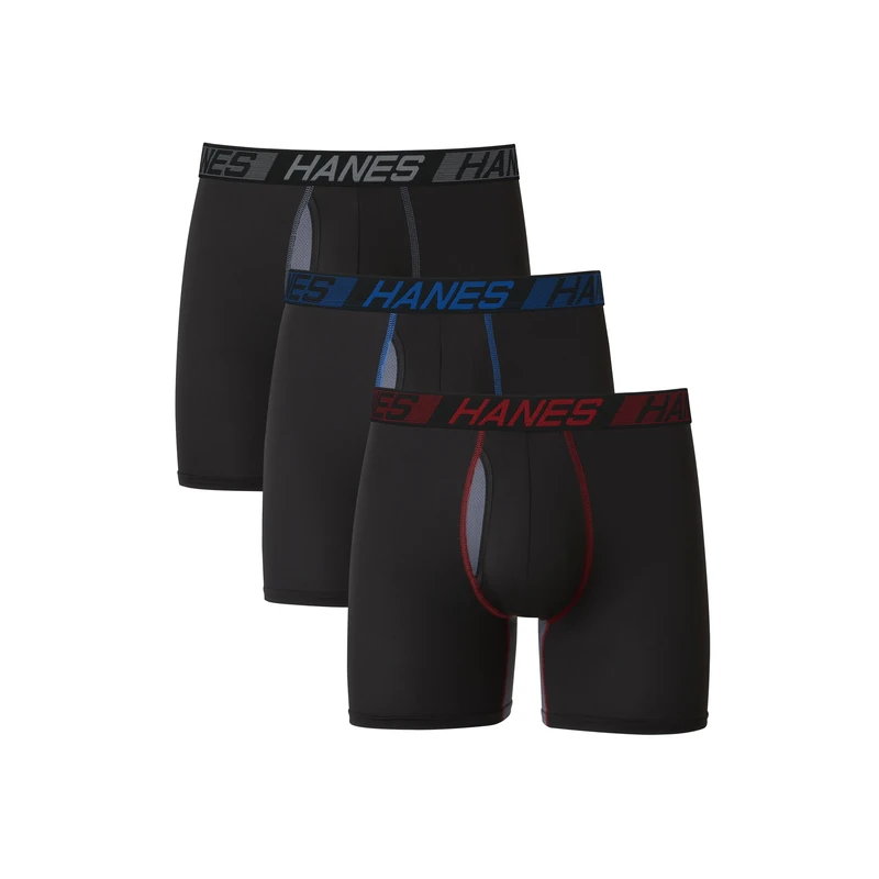 Hanes Men's X-Temp Total Support Pouch Boxer Brief, Anti-Chafing, Moisture-Wicking Underwear, Multi-Pack, Regular Leg-Black, XXL (Pack of 3)