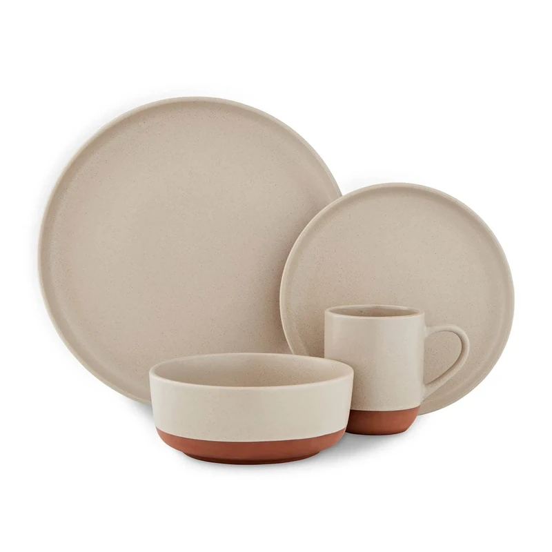 Barbary & Oak BO867014STN Verona 16-Piece Dinnerware Set, Crafted In Terracotta, Stone