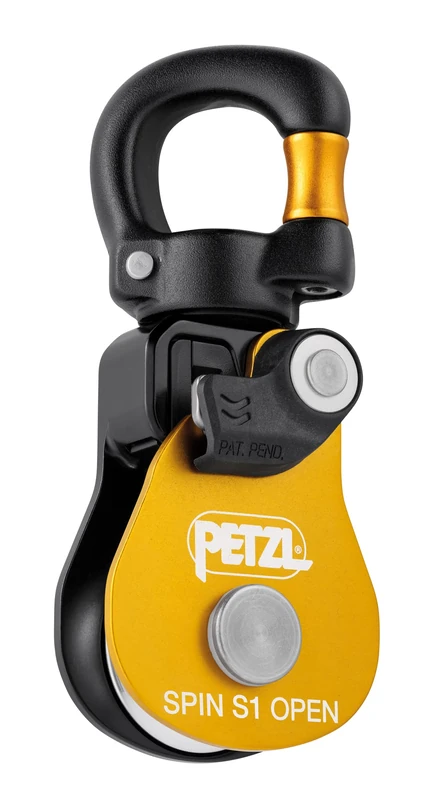 Petzl, Spin S1 Open, High Efficiency Pulley With Swivel, Yellow, U, Unisex-Adult