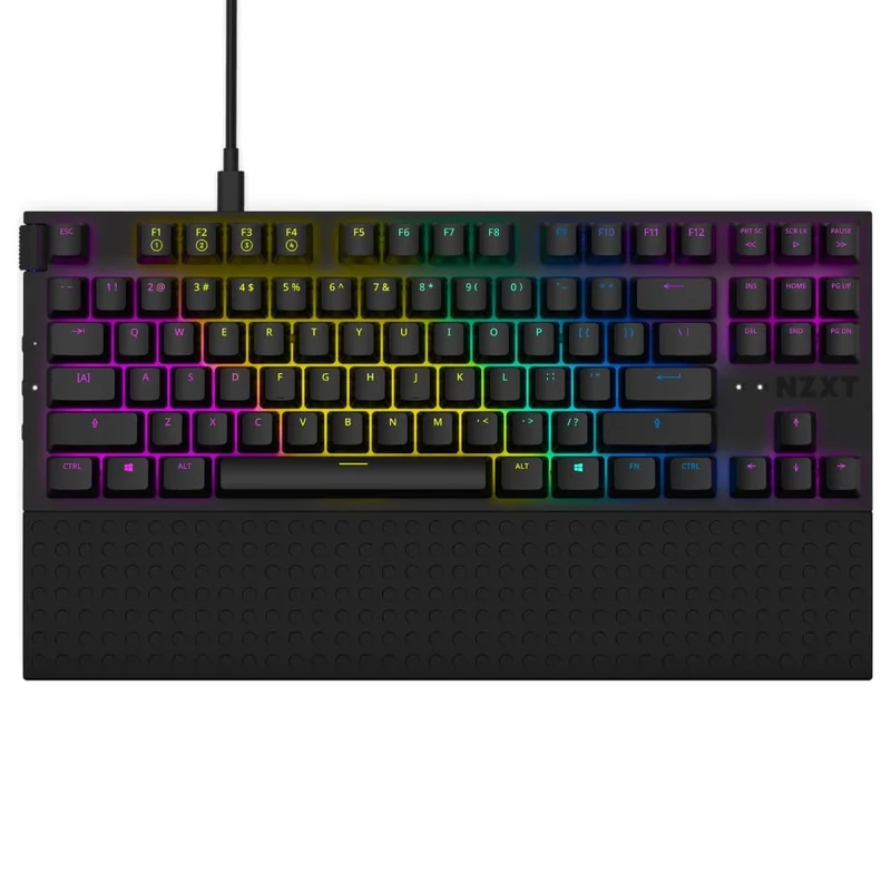 NZXT USB Function TKL – Tenkeyless Gaming Keyboard – Gateron Red Mechanical Switches: Linear, Fast, and Quiet – Hot-Swappable – RGB Backlit – Aluminum Top Plate – Wrist Rest – Black