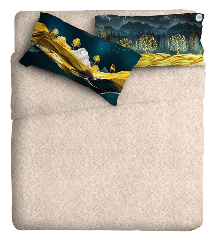 IPERSAN Fine-Art Photo Set 2 Squares, Cotton, Multi-Coloured, Queen-Size Bed