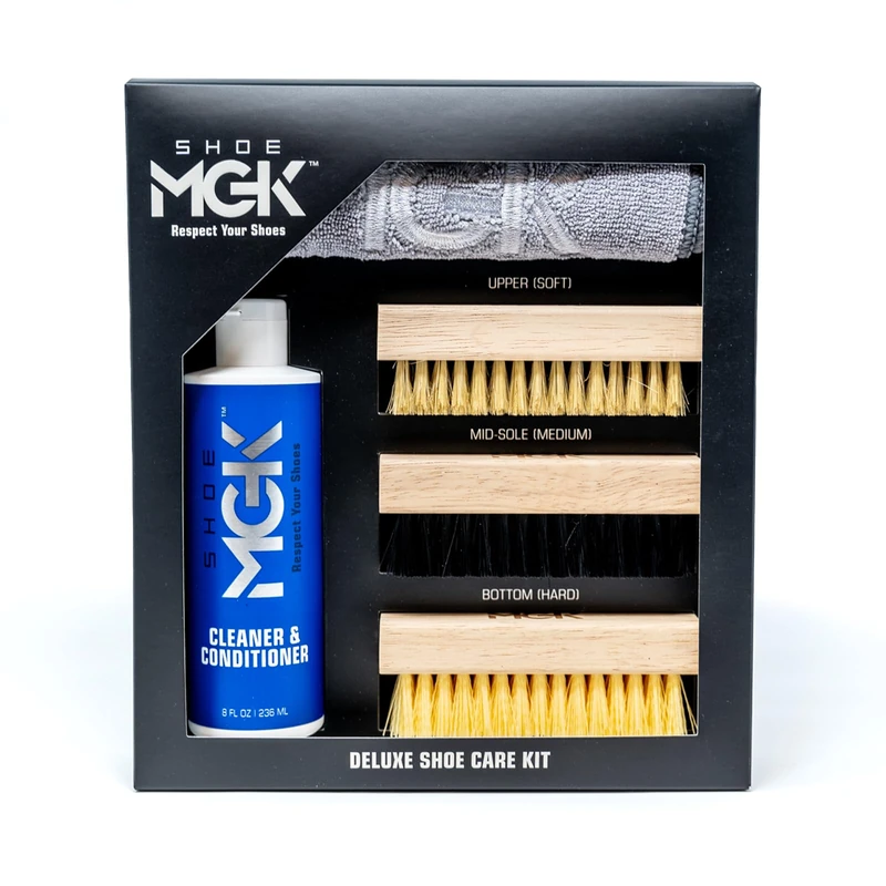 SHOE MGK Shoe Care Deluxe Kit - Shoe Cleaner Kit for White Shoes, Leather, Suede, Canvas, and All Materials - 8oz Shoe Cleaner With a Soft, Medium - Image 1