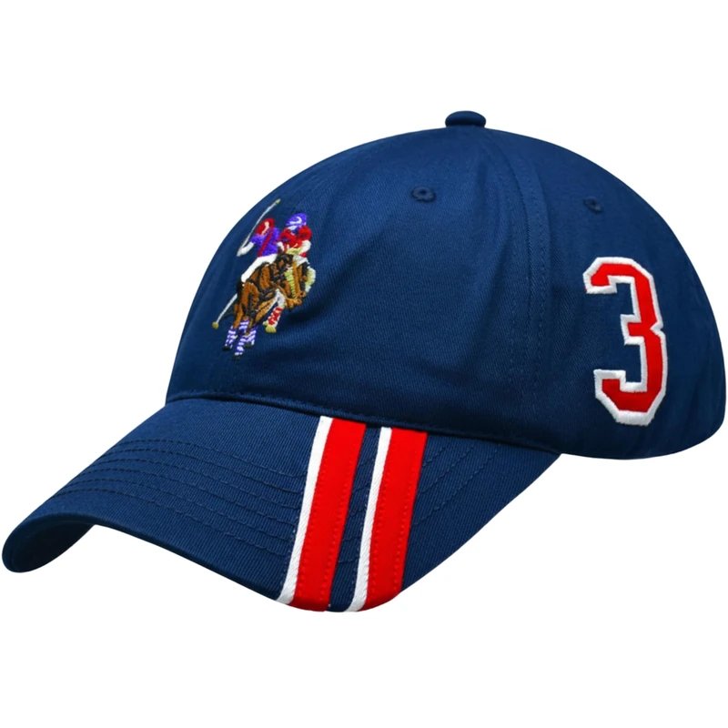 U.S. Polo Assn. Unisex's Adjustable Baseball Cap, Polo Horse Striped Dad Hat, Navy, One Size (ABPE2406AZ1-410)