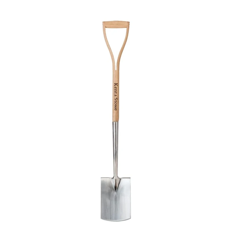 Kent & Stowe Garden Life Stainless Steel Digging Spade, Light and Compact Traditionally-Styled Garden Tool, All Year Round Made from Stainless Steel and Ash Wood