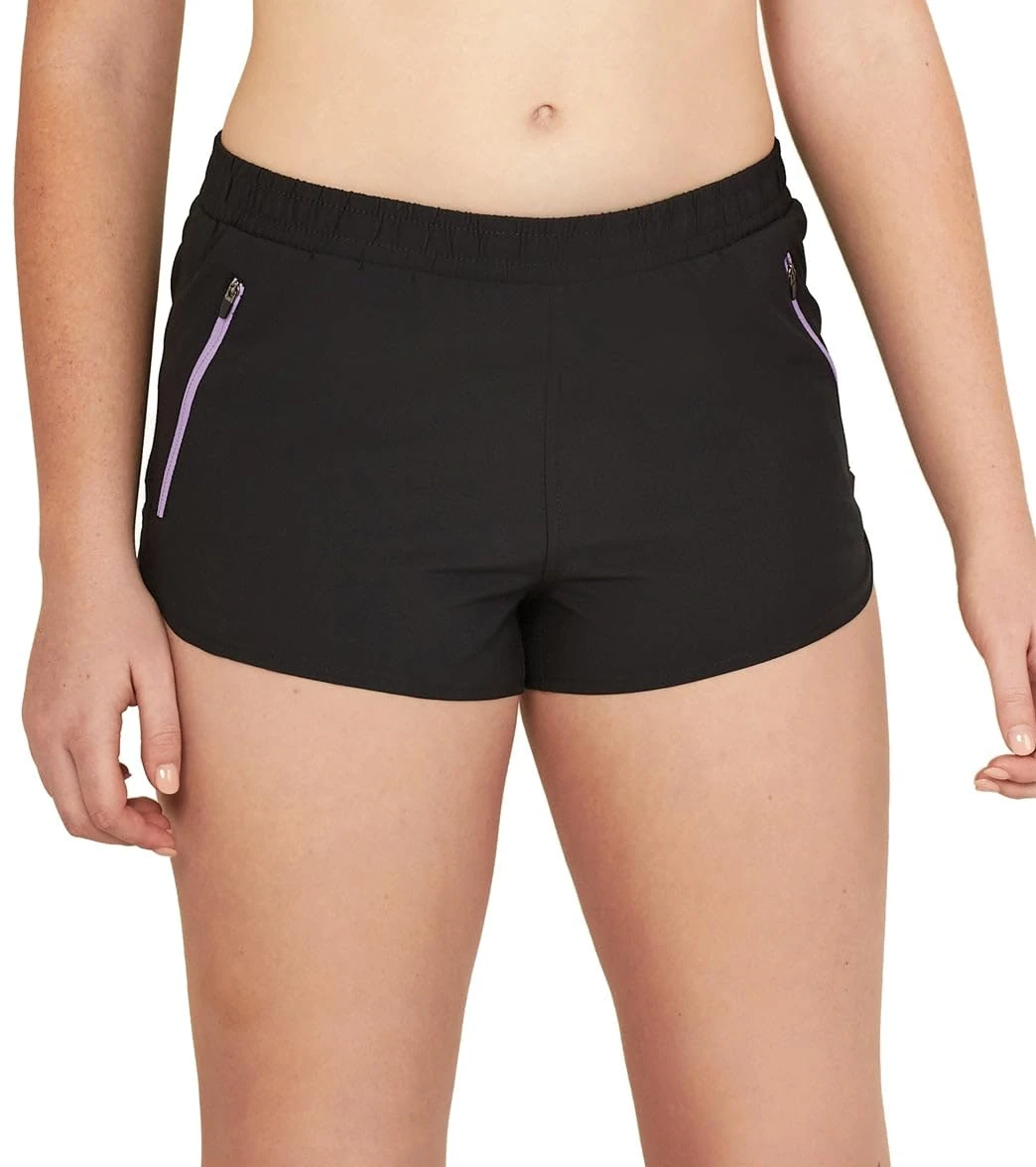 Speedo Women's Swimsuit Bottom Short Length Boardshort Board Black/Fairy Wren, X-Small